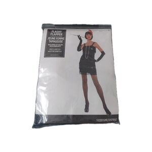 Adult Flashy Flapper 1920s Black Dress Halloween Amscan Costume XL 14-16 Fringe